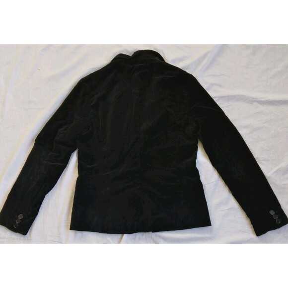 Velvet Jacket Black Velour Blazer Lined Elegant Goth Vampire Women's 10 - Picture 9 of 13